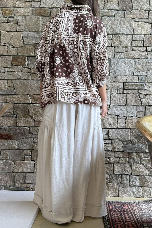 Yara Bandana Relaxed Blouse Chocolate